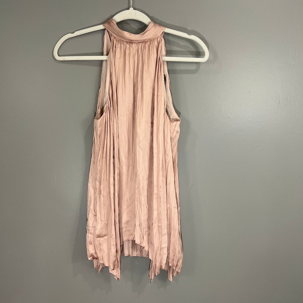 BCBGMAXAZRIA Pleated Halter Top Women S Rose NWT Bow Back Handkerchief Hem